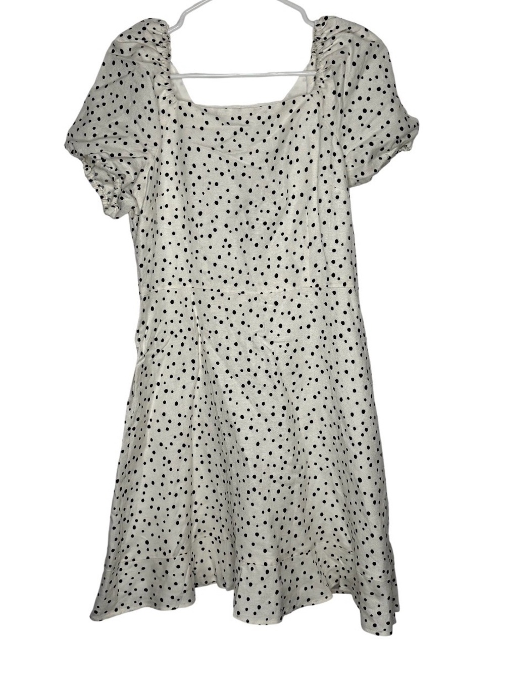 Ann Taylor LOFT Classic Cream Polka Dot Puff-Sleeve Dress size 6 black white